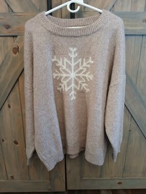 Maurices 3XL Cozy Taupe Snowflake Knit Sweater - Women's